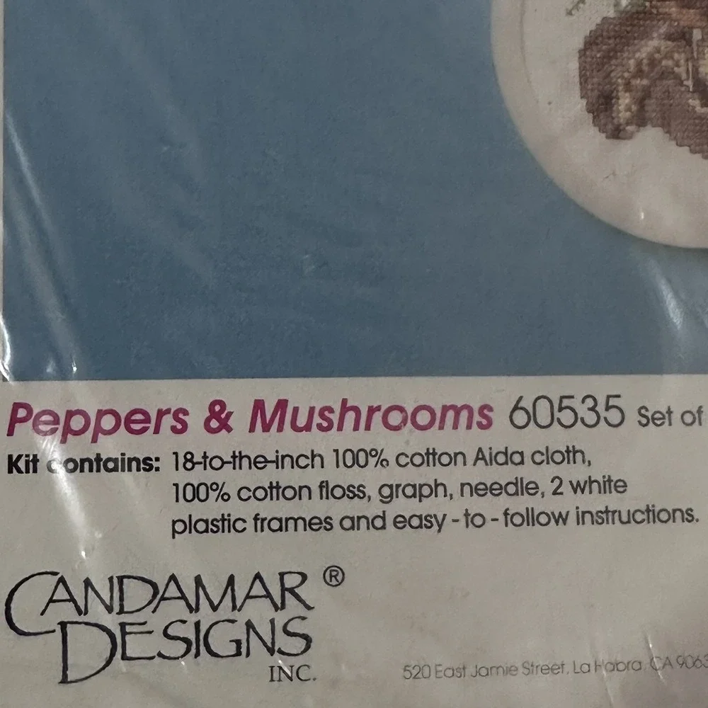 New Candamar Designs Peppers & Mushrooms 60535 Cross Stitch Kit